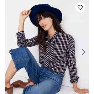 Madewell Tie Neck Shirt in Lambeth Plaid